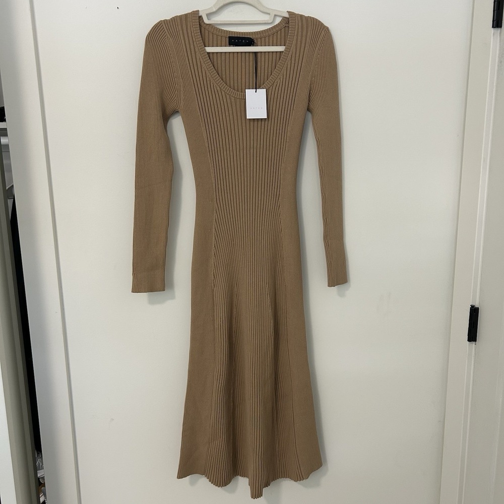 Hatch Dress Womens 3 US Large Dasha Ribbed Knit Sweater Maxi Brown Maternity